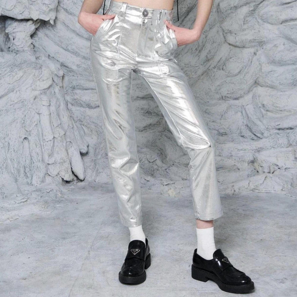 Fashion Brand Company - XL - Silver Faux Leather Trousers